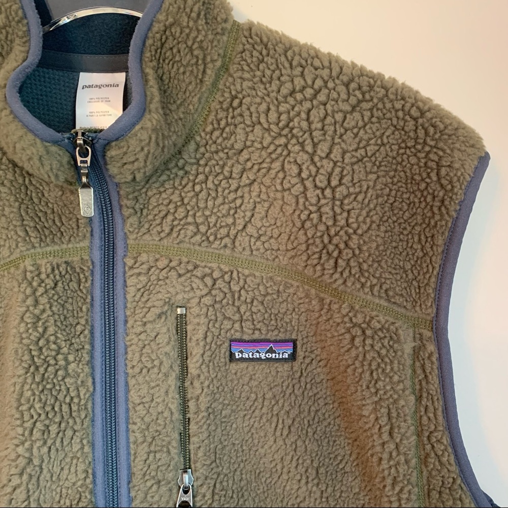 SOLD! Patagonia Classic Retro X Vest Deep Pile Green Sherpa Men's XL Full Zip - Picture 2 of 7
